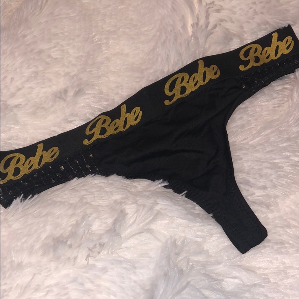 Black Bebe Thong